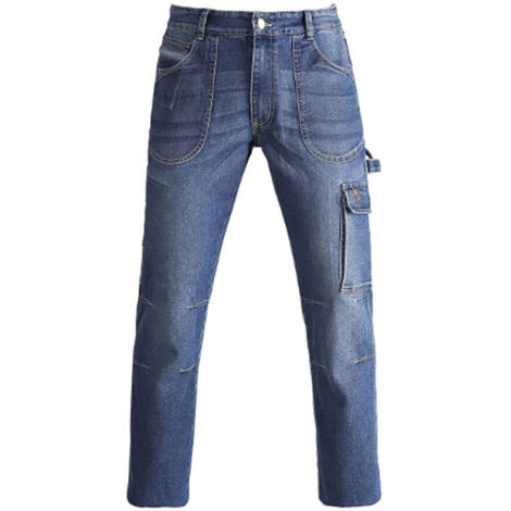 Kapriol – Pantalon de travail denim pour professionnels – Tissu 75% coton, 24% polyester, 1% élasthanne – Résistant, ajustement confortable – Poids 310 g/m²