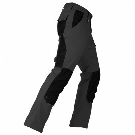 Kapriol – Pantalon de travail gris noir taille M – Tissu canvas 97% coton – Renforts polyester – 6 poches extérieures – Compatible genouillères