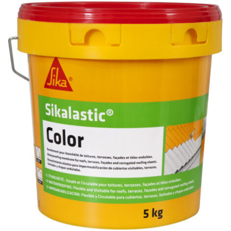 Sika – Revêtement imperméable pour toiture – Seau de 5kg – Film élastique résistant aux UV et à l'eau – Application facile sur supports variés – 406084