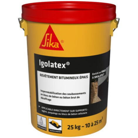 Sika – Revêtement bitumineux épais pour soubassements – Imperméabilisation durable – Application directe sur béton et parpaings – 25kg