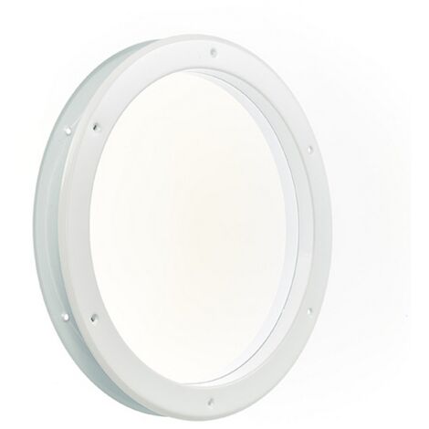 Mottez – Hublot de porte métal rond blanc Ø38,5cm – Verre trempé 4mm – Compatible portes 40mm – Installation facile pour espaces intérieurs