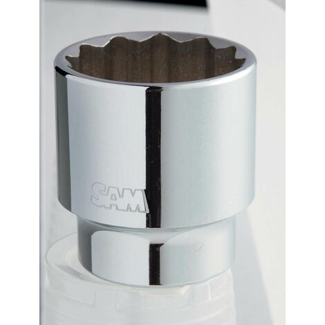 Sam Outillage – Douille 12 pans 3/4 de 40 mm – Verrouillage de sécurité avec ergot à ressort – Finition chromée – C40 (1/4)