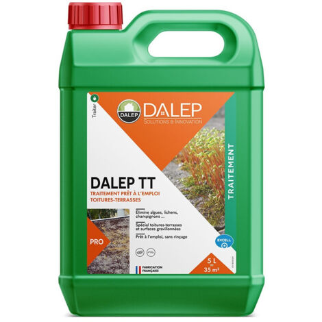 Dalep – Traitement antimousse pour toitures-terrasses – Élimine lichens, algues et champignons – Prêt à l'emploi – Bidon 20 L (1/4)