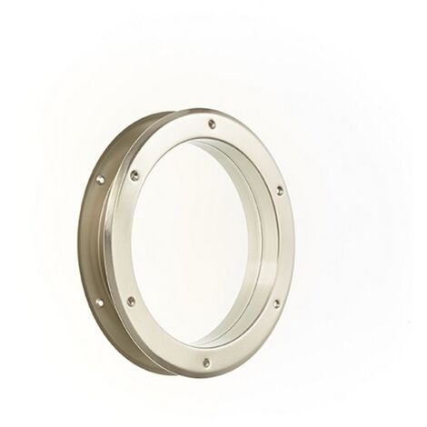Mottez – Hublot de porte métal rond nickelé mat Ø26cm – Vitre trempée 4mm – Pour porte épaisseur 40mm – Design moderne et élégant
