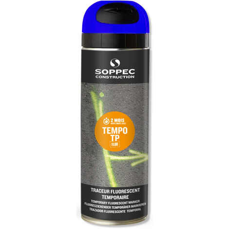 Bombe de peinture - Traceur de chantier SOPPEC bleu fluo temporaire 2-8 semaines - 141619