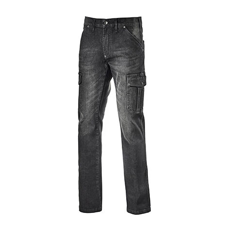 Jeans da lavoro multitasche elasticizzati Diadora Cargo Stone Denim Nero 42