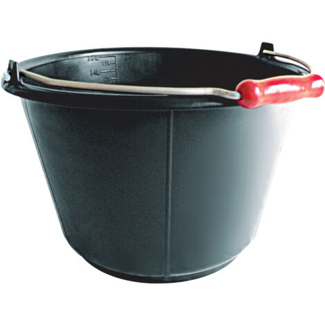 Taliaplast – Seau de maçon plastique noir 16 litres – Anse 5,3mm – Fond nervuré pour prise facile – Intérieur arrondi pour nettoyage – 310173 - TALIAPLAST-310173