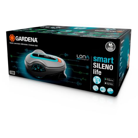 GARDENA smart SILENO Life 1000. Tondeuse robot connectée.  1000m². Technologie LONA. Tond sous la pluie. Capteur de gel. Nettoyage à l’eau. Ultra-silencieuse (19702-66).