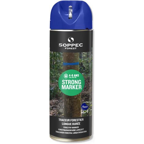 Bombe de peinture - Traceur forestier longue durée non fluorescent bleu 4-6 ans strong marker SOPPEC - 131701o