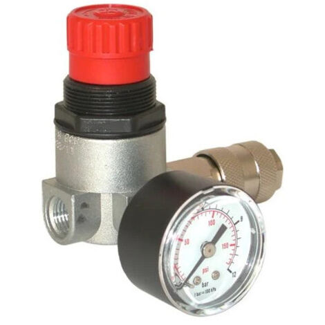 Lacme – Détendeur gaz micron 1/4 F avec manomètre 0-12 bars – Débit 20 m³/h – Raccord rapide ISO – 315100