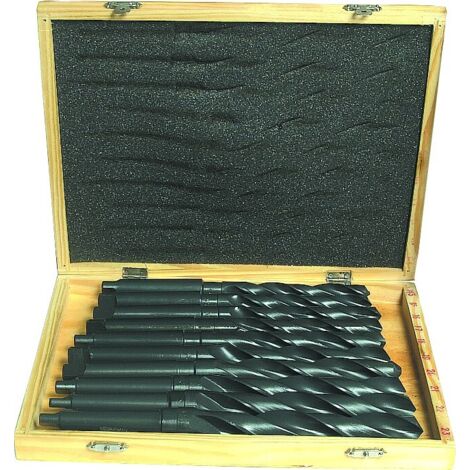 Sodise – Foret à métaux laminé 14,5-23mm cône morse CM2 – Coffret bois de 10 pièces – Acier 4241 pour usinage précis (1/2)