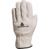 Delta Plus – Gant de manutention en cuir pleine fleur bovin gris – Épaisseur 0,9 à 1,1 mm – Norme EN 388 – Pour travaux publics et bâtiment