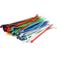 Assort.100 colliers couliss. tyrap - l'unité 4.8x186mm couleurs