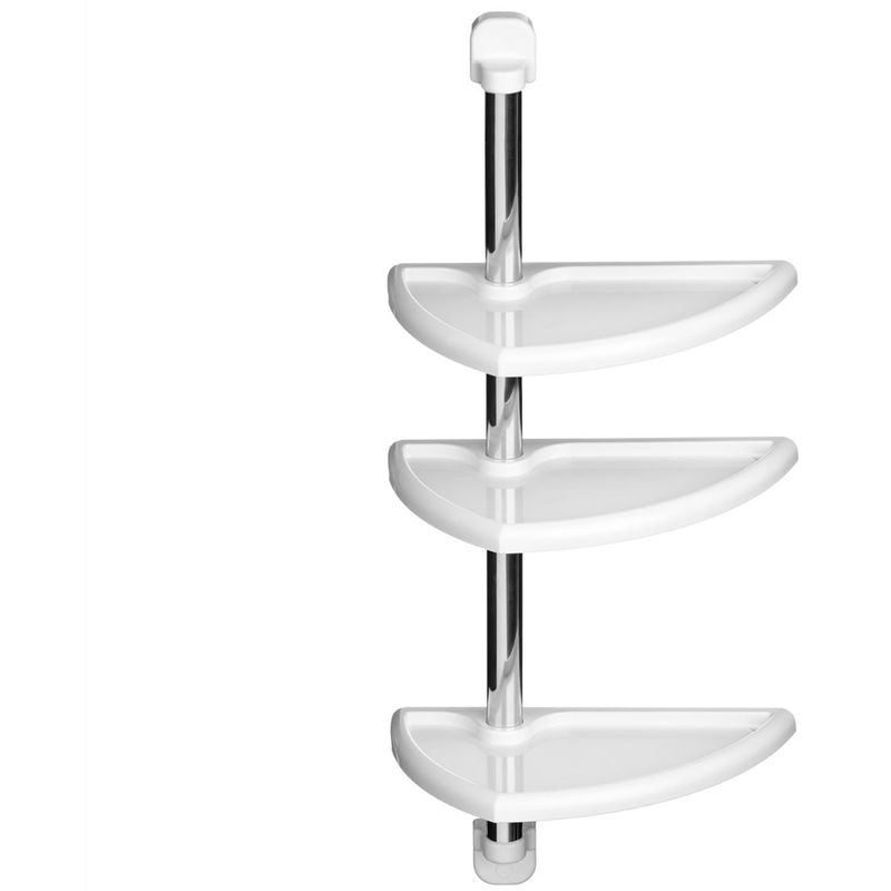 CORNER 3 Tier Wall Mounted Bathroom Storage Shelves White / Silver