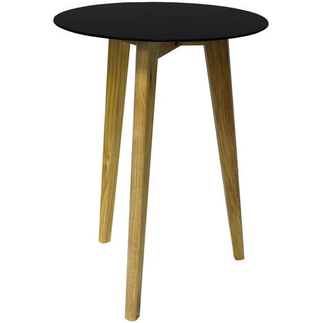 LUNA - Retro Solid Wood Tripod Leg and Round Glass End / Side Table - Natural / Tinted