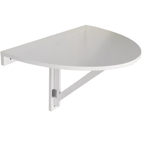 HIDEAWAY - Folding / Fold Down Drop-leaf Wall Mounted Semi Circular Table - White - White