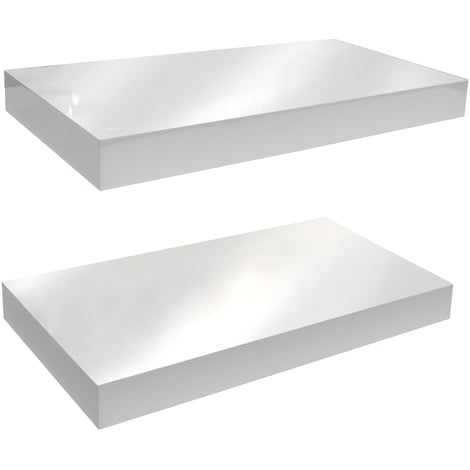 Wall Mounted 40cm Floating Shelf - Pack of Two - White - White
