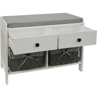 DOUBLE - Storage / Shoe Storage Bench with Two Drawers and Baskets - White / Grey