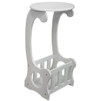 SCROLL - Side / End / Bedside Table with Magazine / Book Storage Rack - White - White