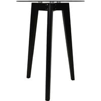 LUNA - PACK OF TWO - Retro Solid Wood Tripod Leg and Round Glass End / Side Table - Black / Clear - Black / Clear