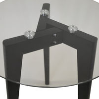 LUNA - Retro Solid Wood Tripod Leg and Round Glass End / Side Table - Black / Clear
