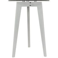 LUNA - PACK OF TWO - Retro Solid Wood Tripod Leg and Round Glass End / Side Table - White / Clear - Clear / White
