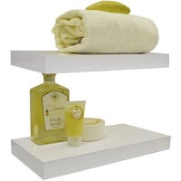 Wall Mounted 40cm Floating Shelf - Pack of Two - White - White
