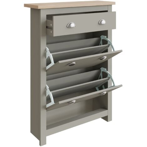 GFW Lancaster 2 Door 1 Drawer Shoe Cabinet Grey