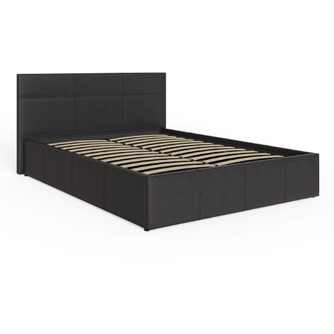 GFW Side Lift Ottoman Storage Bed Double Black