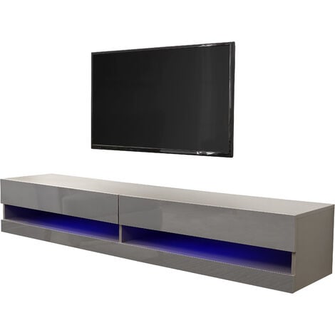 GFW Galicia 150cm Wall TV Unit with LED Grey