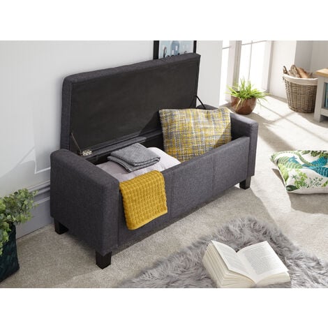 GFW Verona Ottoman Storage Bench Charcoal Grey