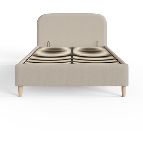 GFW Florence Boucle Ottoman Storage Bed 135cm Double Natural Stone