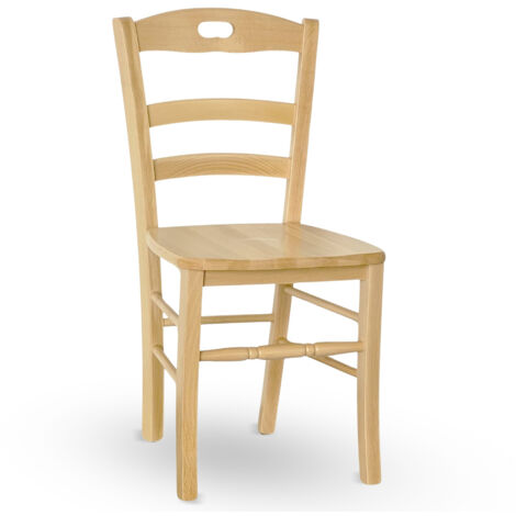 Silla de comedor cocina Loris en madera natural con asiento en madera maciza (1/5)