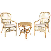 Salón Manao madera de bambú 2 sillones y 1 mesa con cojín gratuito
