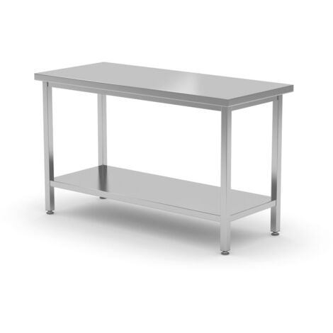 HENDI Mitteltisch mit Ablage – verschraubt, Tiefe 600 mm, Kitchen Line, 1800x600x(H)850mm (1/2)