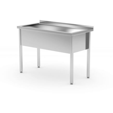 HENDI Tisch mit Einzelwaschwanne – verschweißt, Tiefe 600 mm, Kammerhöhe 300 mm, Profi Line, 1000x600x(H)850mm (1/3)