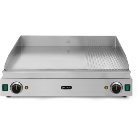HENDI Grillplatte, Profi Line, 2/3 glatt, 1/3 gerillt, 230V/3500W, 720x550x(H)245mm (1/5)