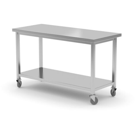 HENDI Mobiler Tisch, mit Ablage – verschraubt, Kitchen Line, 1200x600x(H)850mm (1/3)