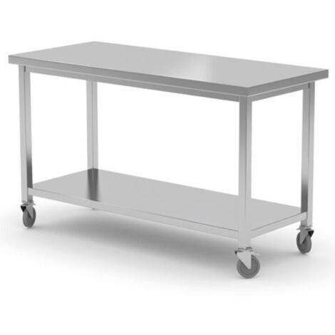 HENDI Mobiler Tisch, mit Ablage – verschraubt, Kitchen Line, 1000x700x(H)850mm (1/2)