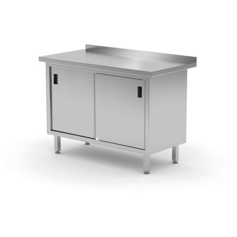 HENDI Wand-Hängeschrank Mit Schiebetüren – Geschweißt, Max. 70 Kg/m² Pro Boden, Inkl. Montageleisten, 800x400x600 Mm, Edelstahl AISI 430