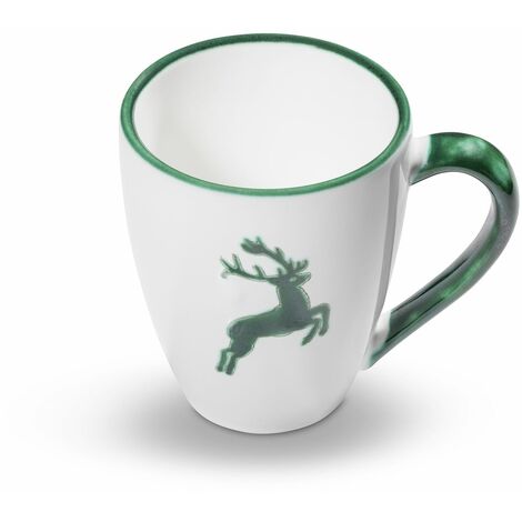 GMUNDNER KERAMIK Frühstücksbecher Mit Grauem Hirsch-Design – 0,3 Liter, Handgemacht In Österreich
