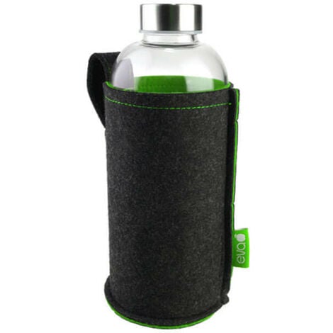 Eva Trinkflasche Glas 1 Liter mit Filzhülle grau/grün