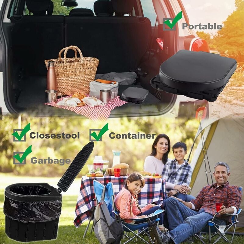 Inodoro portátil para acampar con tapa, inodoro portátil para adultos,  inodoro plegable de viaje para adultos, orinal con bolsa de transporte para