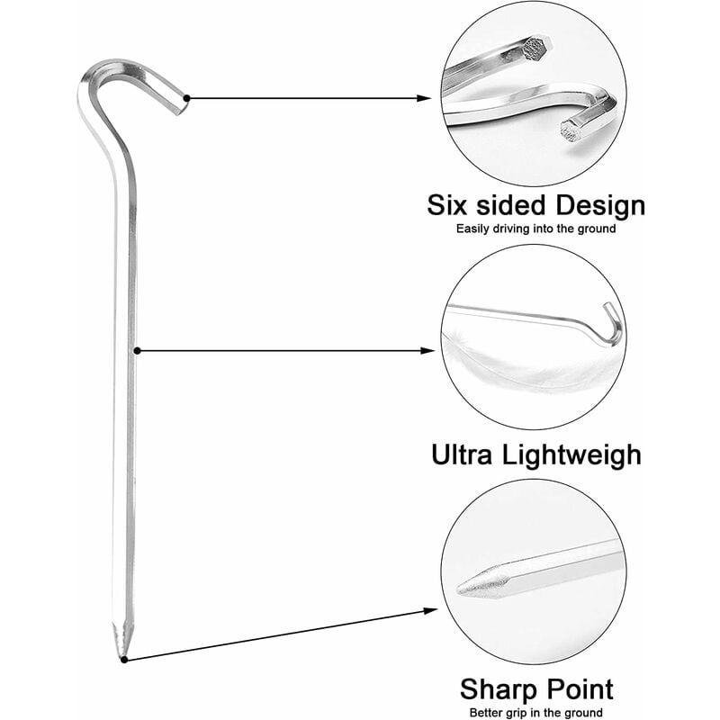 ZOLGINAH 16 piquetas para tienda de campaña de 18 cm, piquetas de aluminio  para acampar, accesorios