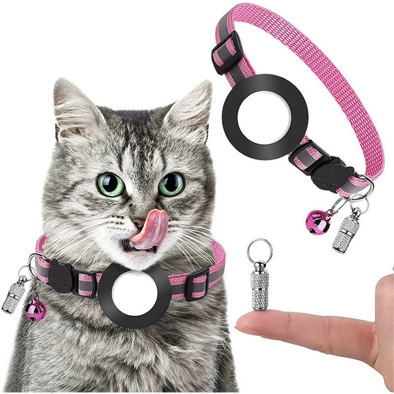 AirTag-Collar de nailon reflectante para gato, funda protectora