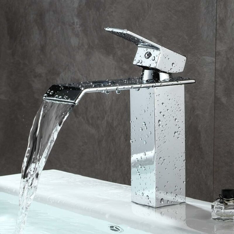 Grifo lavabo cascada del baño cromo de diseño elegante homelody –  homelody-es