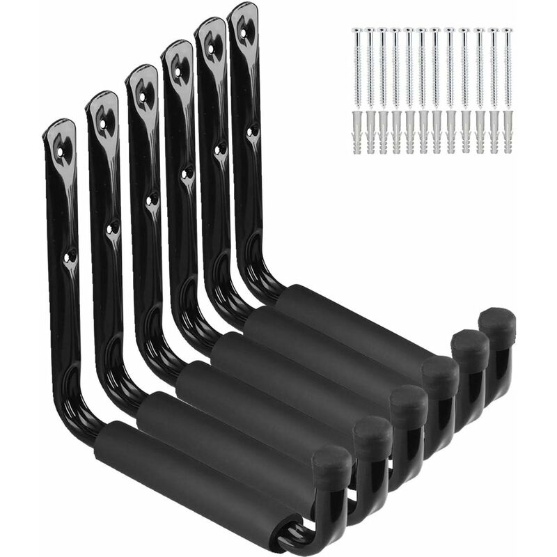 ZOLGINAH Garaje Almacenamiento Escalera Ganchos, 24CM/9.5inches Heavy Duty Jumbo Arm Utility Rack para Herramientas de jardín, Tablas de Surf, Sillas Plegables