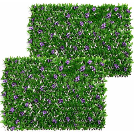 ZOLGINAH Hojas de hiedra artificial, valla de privacidad expandible, rollo de seto artificial con vista al jardín, pantalla de balcón de seto de follaje artificial para patio