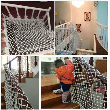 2 juegos de barandillas para bebés, barandilla para niños,  barandilla de balcón, red de seguridad para niños, a prueba de escaleras,  barandilla de escalera para mascotas, malla segura para niños 