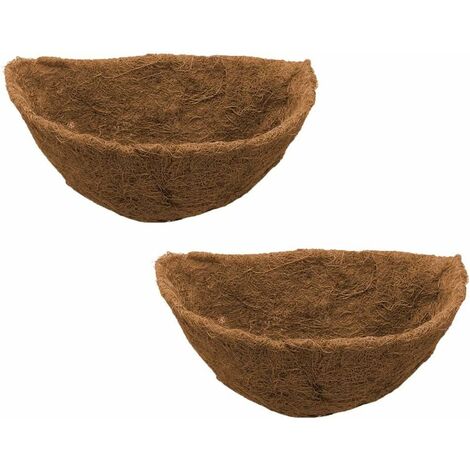 ZOLGINAH Juego de 2 bolsas de fibra de coco semiredondas de 35 cm, bolsas de fibra de coco de repuesto para cestas colgantes, bolsas para macetas de pared